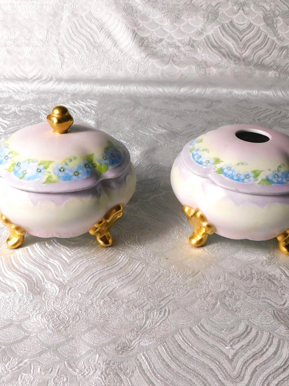 Matching Hair Receiver and Covered Vanity Jar by “Boots” Woodworth # 25254